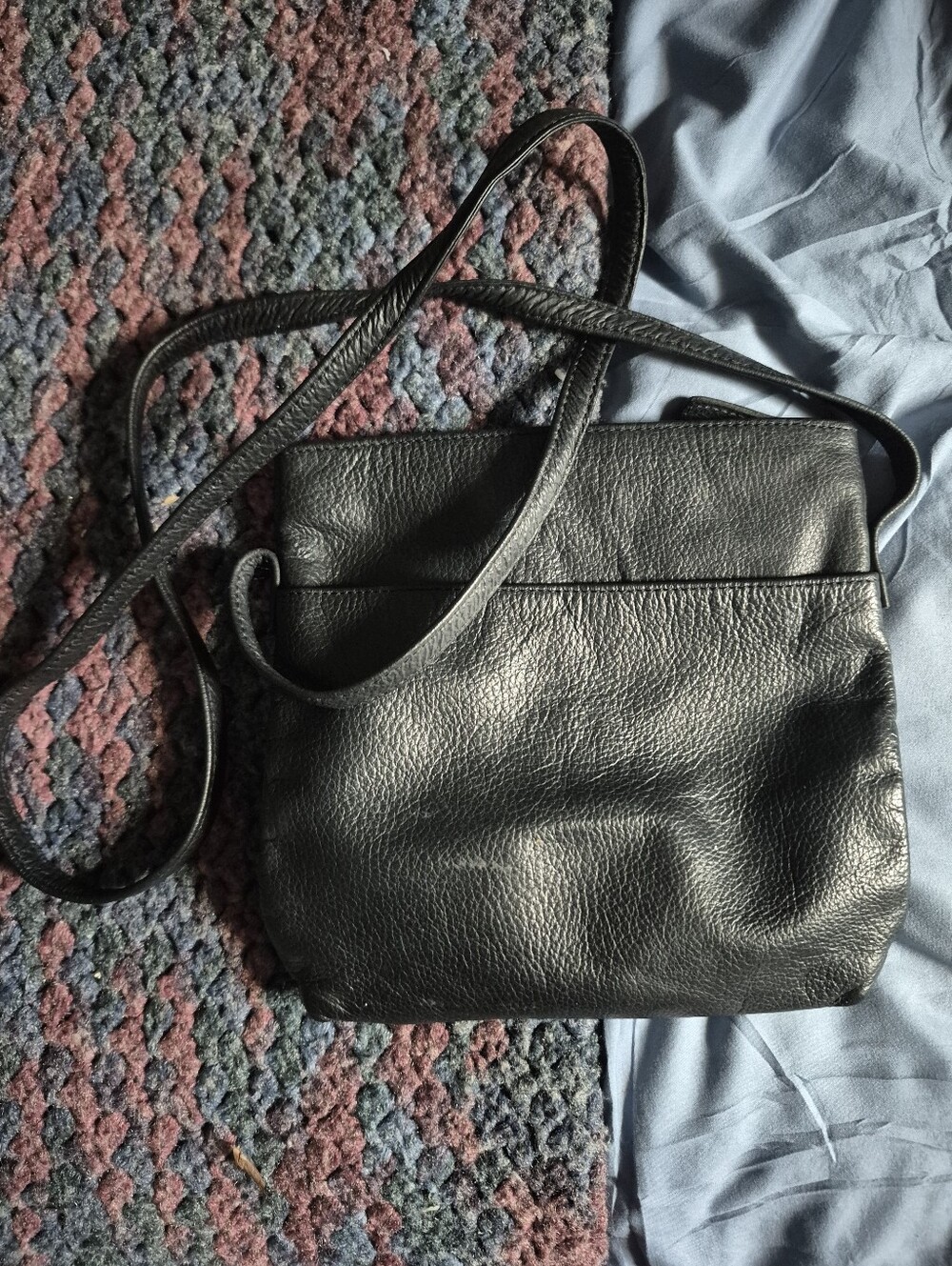 Classic Black Leather Crossbody Bag